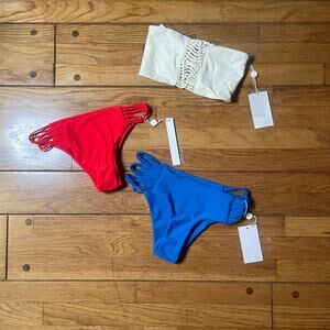 NWT Mikoh Macrame Bikini Strapless Bandeau Bathing Suit Top $100